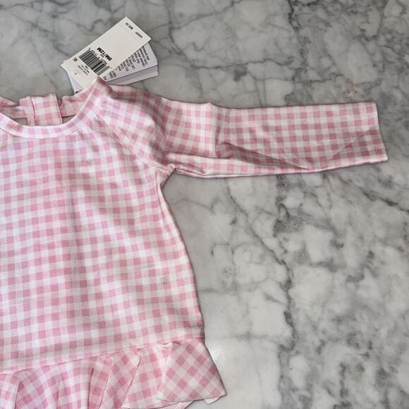 NWT Ralph Lauren Pink Gingham Ruffled One-Piece Rash Guard - Picture 6 of 7